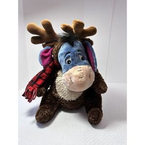 Disney Store Holiday Exclusive Eeyore Plush Reindeer Antlers Red Scarf Retired